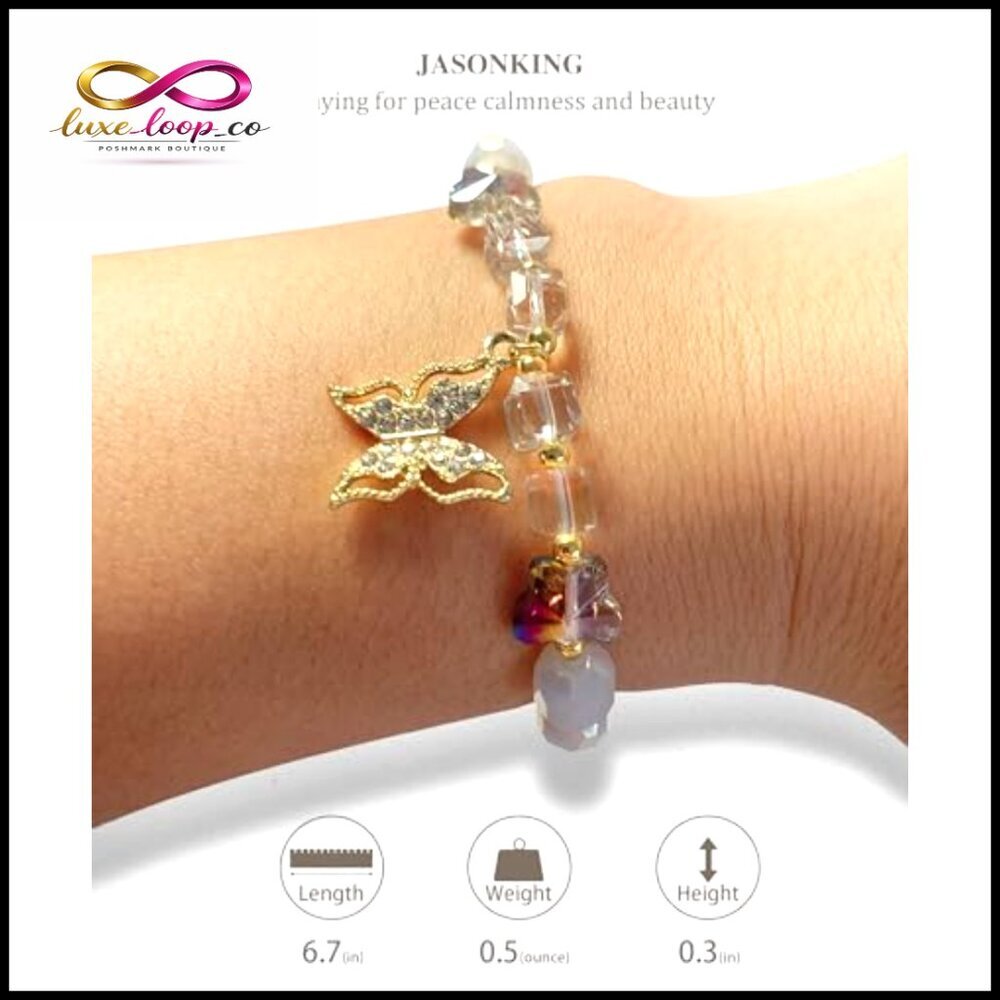 Butterfly Crystal Stretch Bracelet Women's Jewelry Gift - Picture 2 of 6